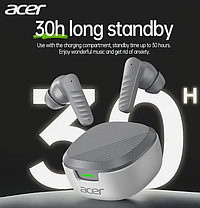 Бездротові навушники Acer OHR503 TWS із зарядним кейсом, до 30 годин роботи, сірі, фото 3