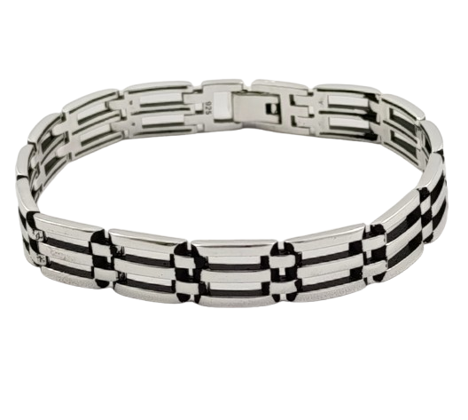 Срібний чоловічий браслет 21 см БМ-15, фото 1