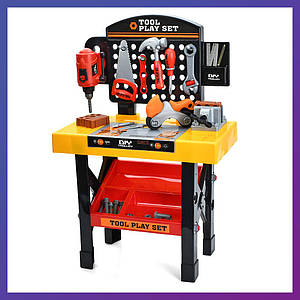 Дитячий ігровий набір інструментів 1896 верстат механічний дриль, молотком, пилкою, викруткою 35 шт.