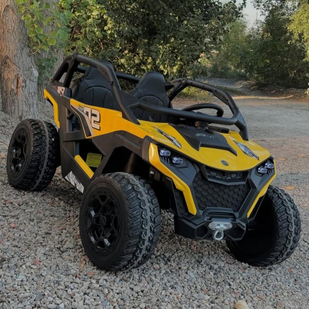 Дитячий електромобіль на акумуляторі двомісний Багі M 6075 з пультом р/у для дітей 3-8 років Жовтий, фото 1