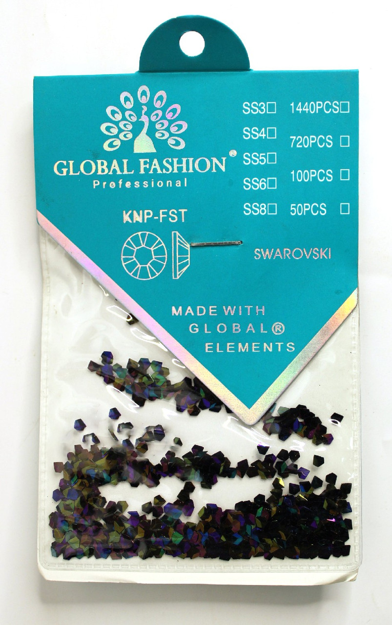 Кристали для нігтьового декору грановані, чорні, SS6, 720 шт., фото 1