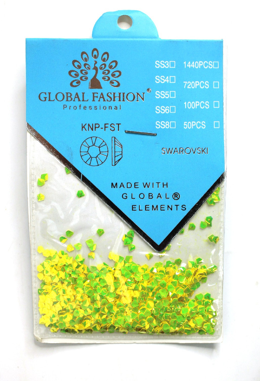 Кристали для нігтьового декору грановані, лимонні, SS6, 720 шт., фото 1