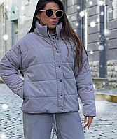 Куртка коротка оверсайз сіра жіноча