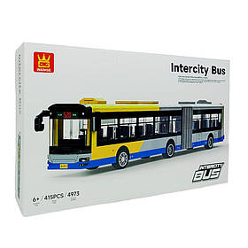 Конструктор Intercity Bus 4973 — жовтий міжміський автобус із 415 деталей, довжина 39 см, для дітей від 6 років