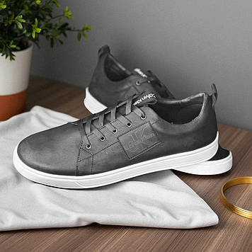 Чоловічі шкіряні кросівки демісезонні чорні кеди (натуральна шкіра), батали весна-осінь для чоловіків, великі розміри 46 47 48