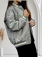 Куртка шкіряна жіноча варенка сіра