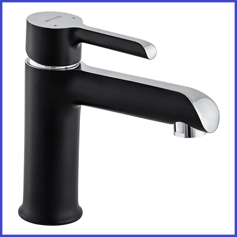 Змішувач для умивальника ЧОРНИЙ латунний Mixxus Premium Edem 001 Black (MI5838), фото 1