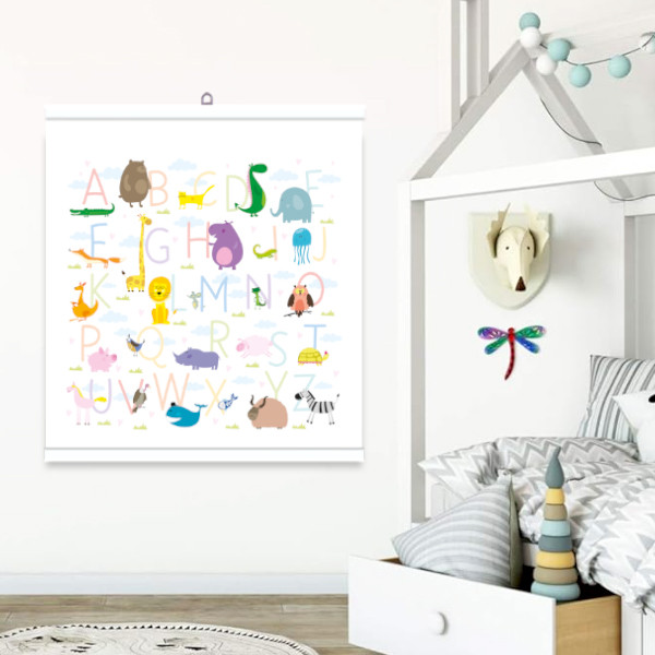 Вініловий плакат банер Англійський алфавіт (дитячі навчальні плакати букви азбука) матова 450х470 мм