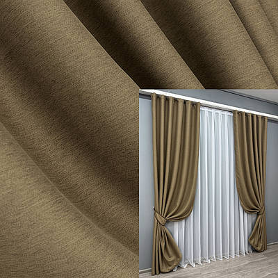 Комплект штор (2шт. 1,5х2,7м.) блекаут двосторонній, колекція "Eclipse". Колір мигдальний. Код 1795ш 33-0772