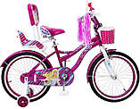 Дитячий сталевий 20 RUEDA Flora велосипед із кошиком і багажником для ляльки рожевий для дівчинки, фото 2