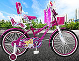Дитячий сталевий 20 RUEDA Flora велосипед із кошиком і багажником для ляльки рожевий для дівчинки, фото 2