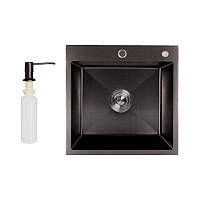 Кухонна мийка Lidz H5050B 3.0/0.8 мм Brush Black (LDH5050BPVD3008)