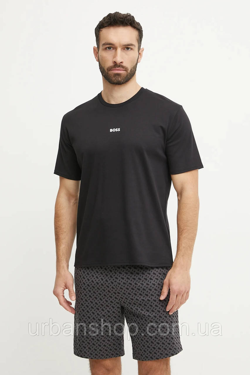 Urbanshop com ua Бавовняна піжама BOSS чоловіча колір чорний візерунок 50540613 РОЗМІРИ ЗАПИТУЙТЕ