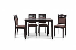 Обідня група Бродвей венге шоколад - стіл із дерева гевеї з МДФ та 4 стільці - стіл із дерева г