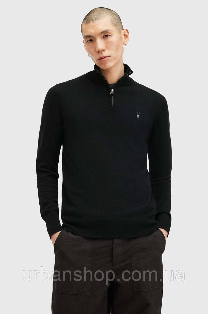 Urbanshop com ua Светр з вовною AllSaints KILBURN ZIP FUNNEL колір чорний M082KB РОЗМІРИ ЗАПИТУЙТЕ