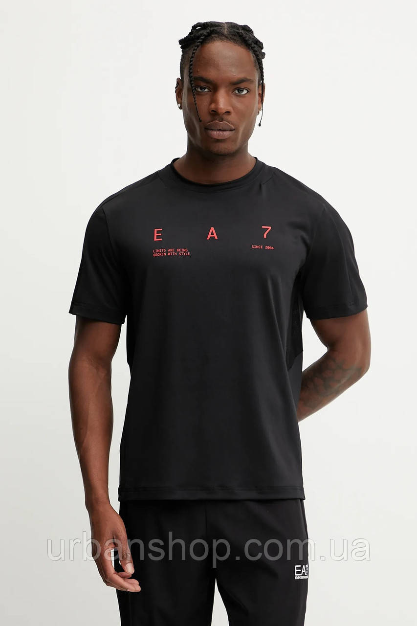 Urbanshop com ua Футболка для тренувань EA7 Emporio Armani колір чорний візерунок AF13802.7M000110 РОЗМІРИ