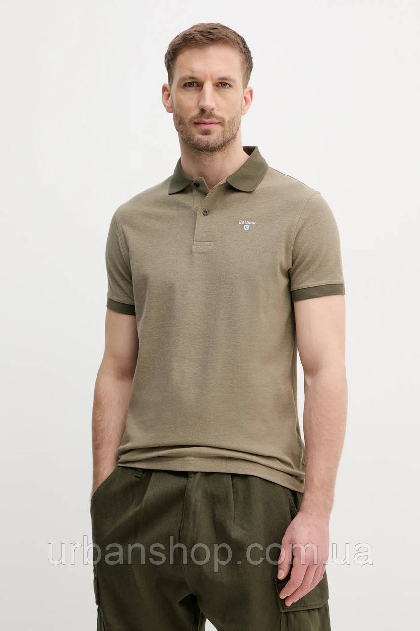 Urbanshop com ua Бавовняне поло Barbour колір зелений однотонний РОЗМІРИ ЗАПИТУЙТЕ