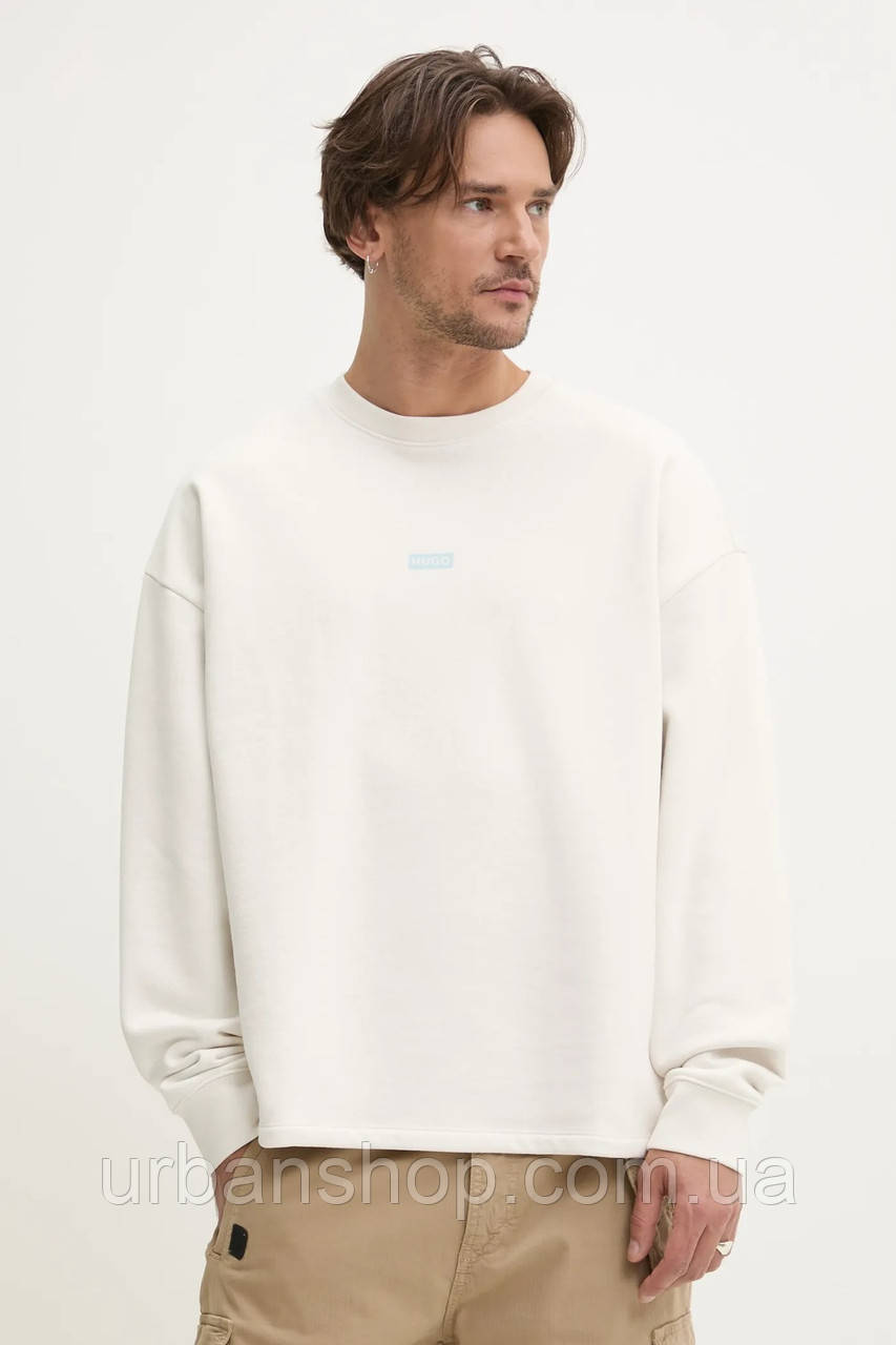 Urbanshop com ua Бавовняна кофта Hugo Blue чоловіча колір білий з принтом 50510732 РОЗМІРИ ЗАПИТУЙТЕ