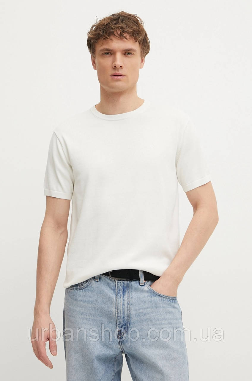 Urbanshop com ua Бавовняний светр Calvin Klein чоловічий колір бежевий легкий K10K114485 РОЗМІРИ ЗАПИТУЙТЕ