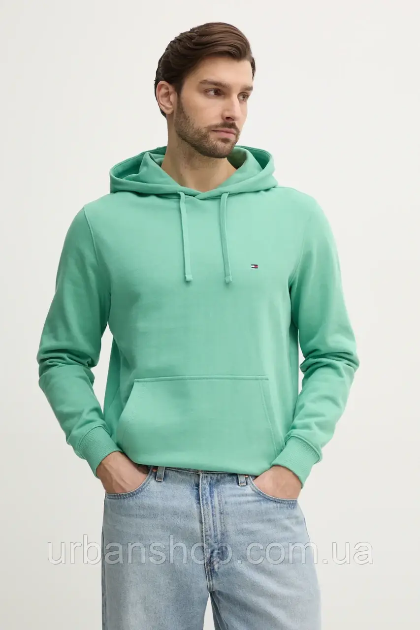 Urbanshop com ua Бавовняна кофта Tommy Hilfiger чоловіча колір чорний з капюшоном меланж MW0MW37235 РОЗМІРИ