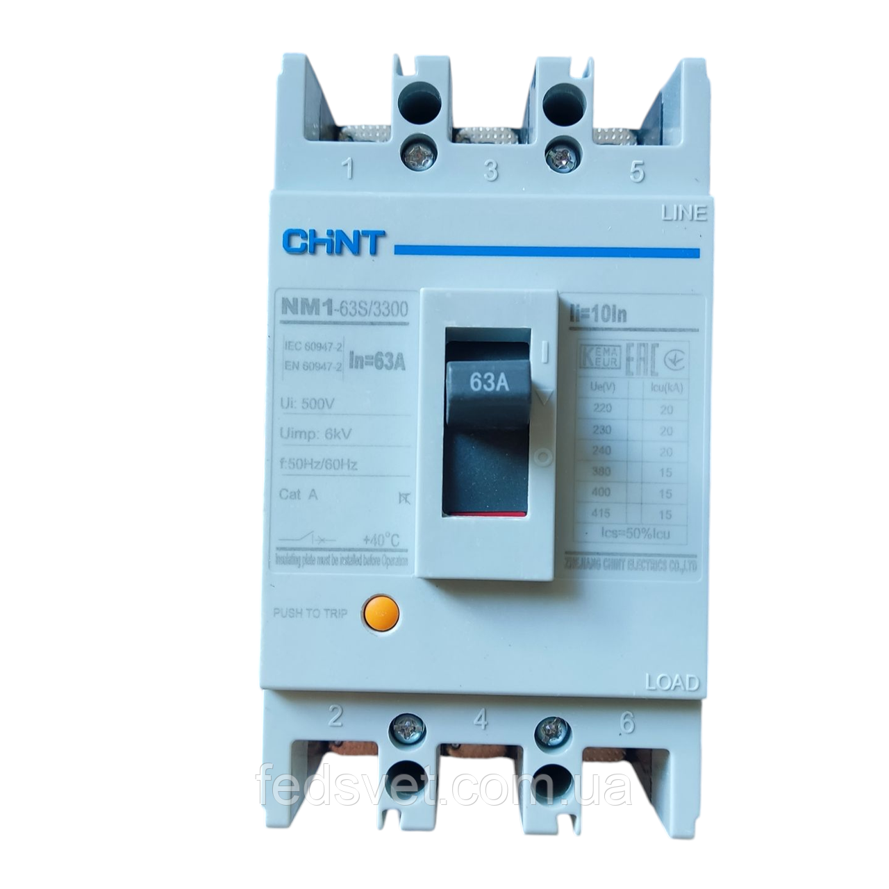 Автоматичний вимикач NM1-63S/3300 63A CHINT, фото 1