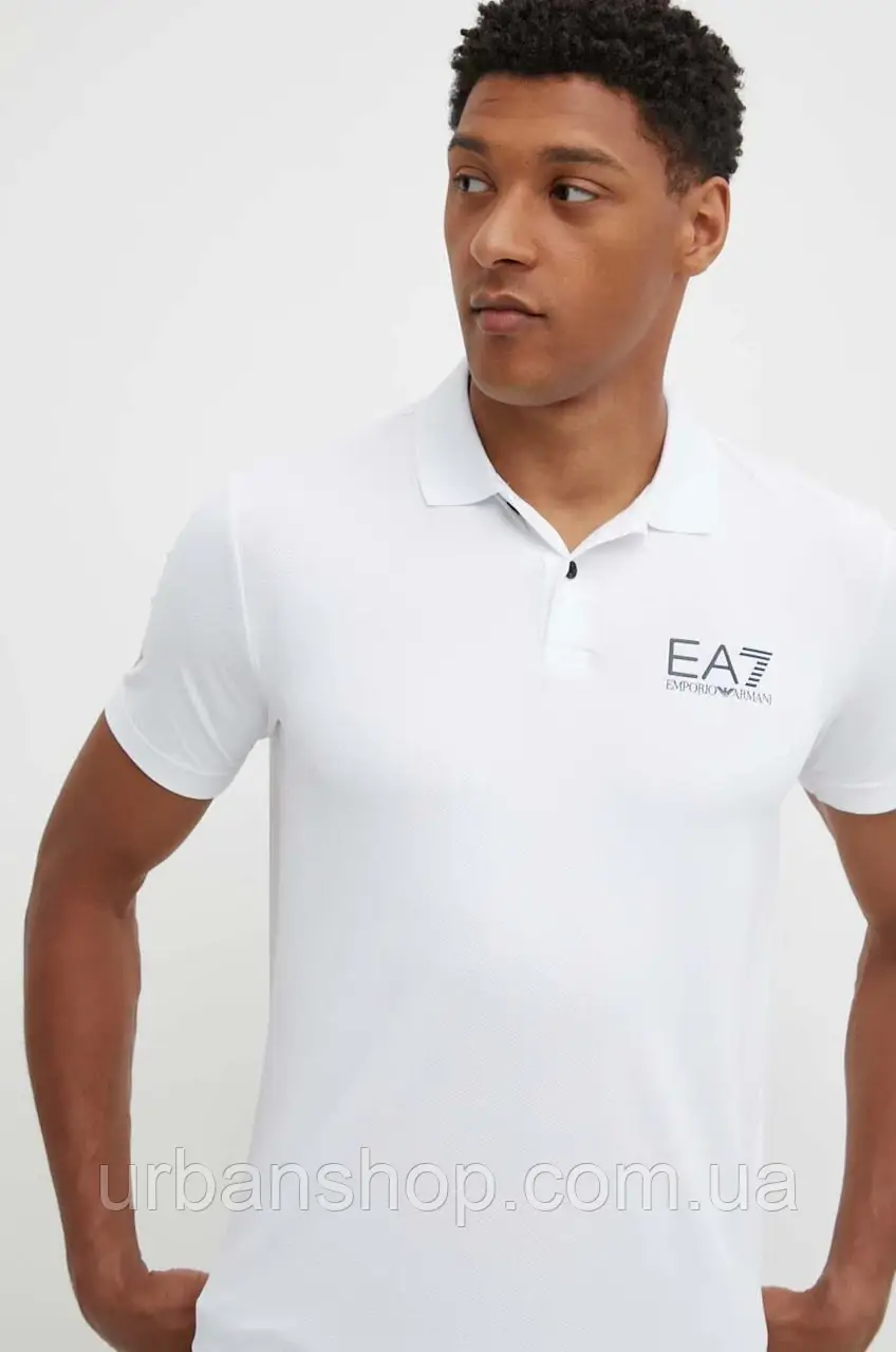 Urbanshop com ua Поло для тренувань EA7 Emporio Armani колір білий однотонне PJEMZ.8NPF23 РОЗМІРИ ЗАПИТУЙТЕ