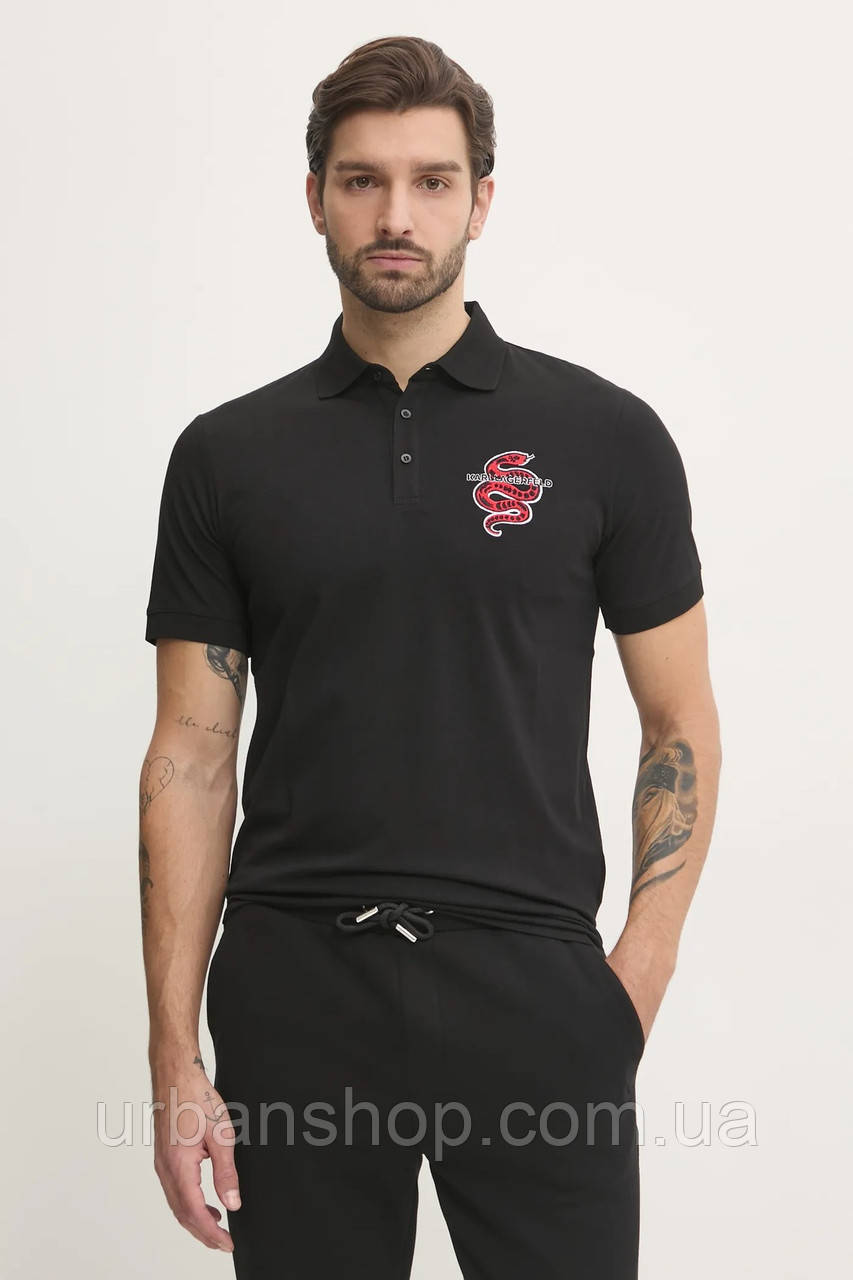 Urbanshop com ua Бавовняне поло Karl Lagerfeld колір чорний з аплікацією 551225.745400 РОЗМІРИ ЗАПИТУЙТЕ