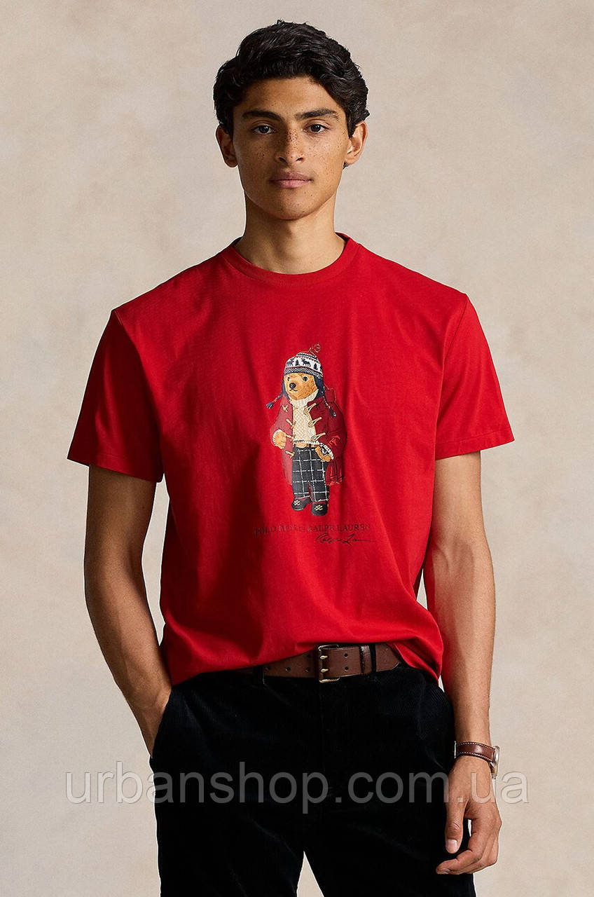 Urbanshop com ua Бавовняна футболка Polo Ralph Lauren чоловіча колір червоний з принтом 710854497 РОЗМІРИ
