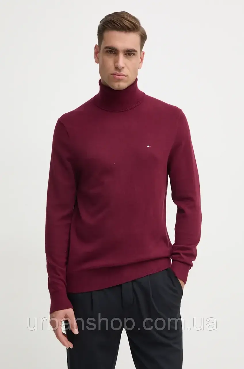 Urbanshop com ua Светр з домішкою кашеміру Tommy Hilfiger колір бордовий легкий гольф РОЗМІРИ ЗАПИТУЙТЕ