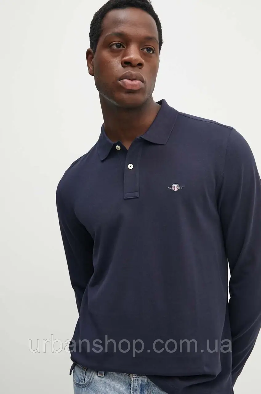 Urbanshop com ua Бавовняний лонгслів Gant колір синій з аплікацією 2230 РОЗМІРИ ЗАПИТУЙТЕ