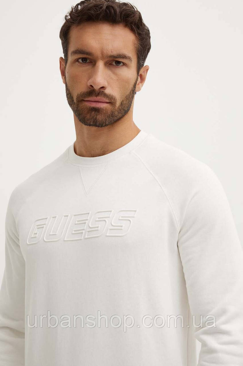 Urbanshop com ua Кофта Guess ALDWIN чоловіча колір бежевий з принтом Z4YQ16.KAIJ1 РОЗМІРИ ЗАПИТУЙТЕ