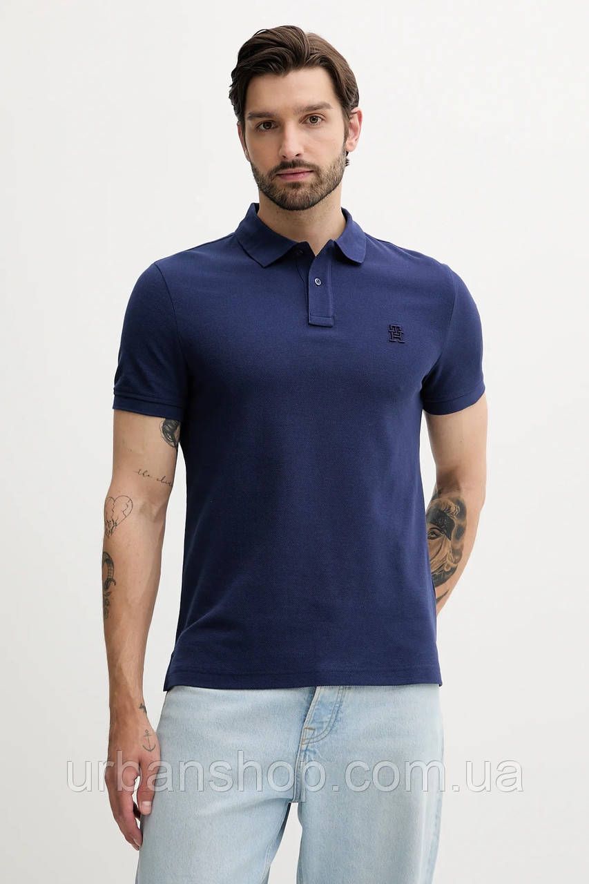 Urbanshop com ua Бавовняне поло Tommy Hilfiger колір чорний з аплікацією MW0MW33167 РОЗМІРИ ЗАПИТУЙТЕ