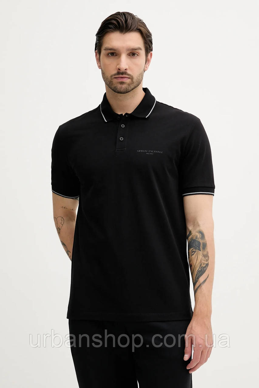 Urbanshop com ua Бавовняне поло Armani Exchange колір чорний однотонне XM000489 AF13026 РОЗМІРИ ЗАПИТУЙТЕ