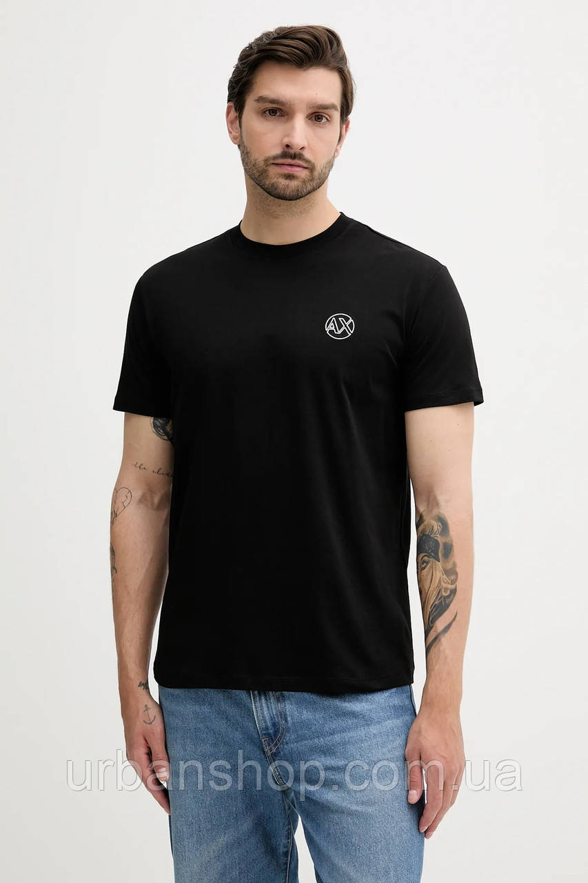 Urbanshop com ua Бавовняна футболка Armani Exchange колір чорний однотонна XM000558 AF10358 РОЗМІРИ ЗАПИТУЙТЕ