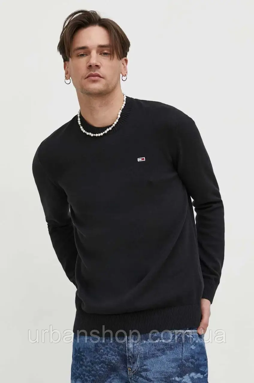 Urbanshop com ua Бавовняний светр Tommy Jeans колір чорний РОЗМІРИ ЗАПИТУЙТЕ
