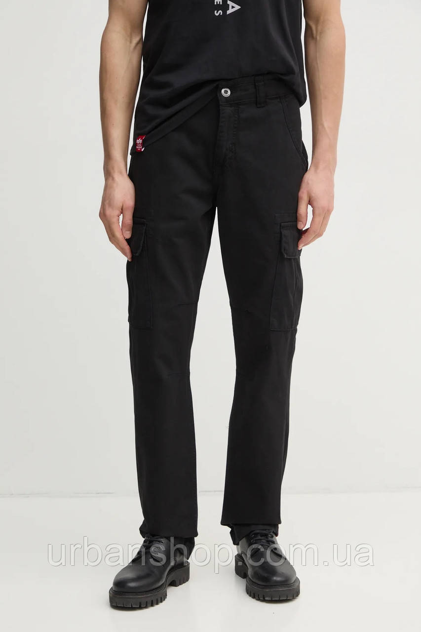 Urbanshop com ua Бавовняні штани Alpha Industries Agent Pant колір чорний фасон cargo 158205.03-black РОЗМІРИ