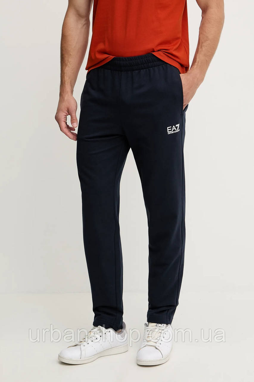 Urbanshop com ua Бавовняні спортивні штани EA7 Emporio Armani колір синій з принтом 8NPP65.PJVRZ РОЗМІРИ