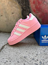 Жіночі кросівки Adidas Superstar Platform Pink XLG Кеди Адідас Суперстар рожеві на платформі шкіряні демісезон, фото 5