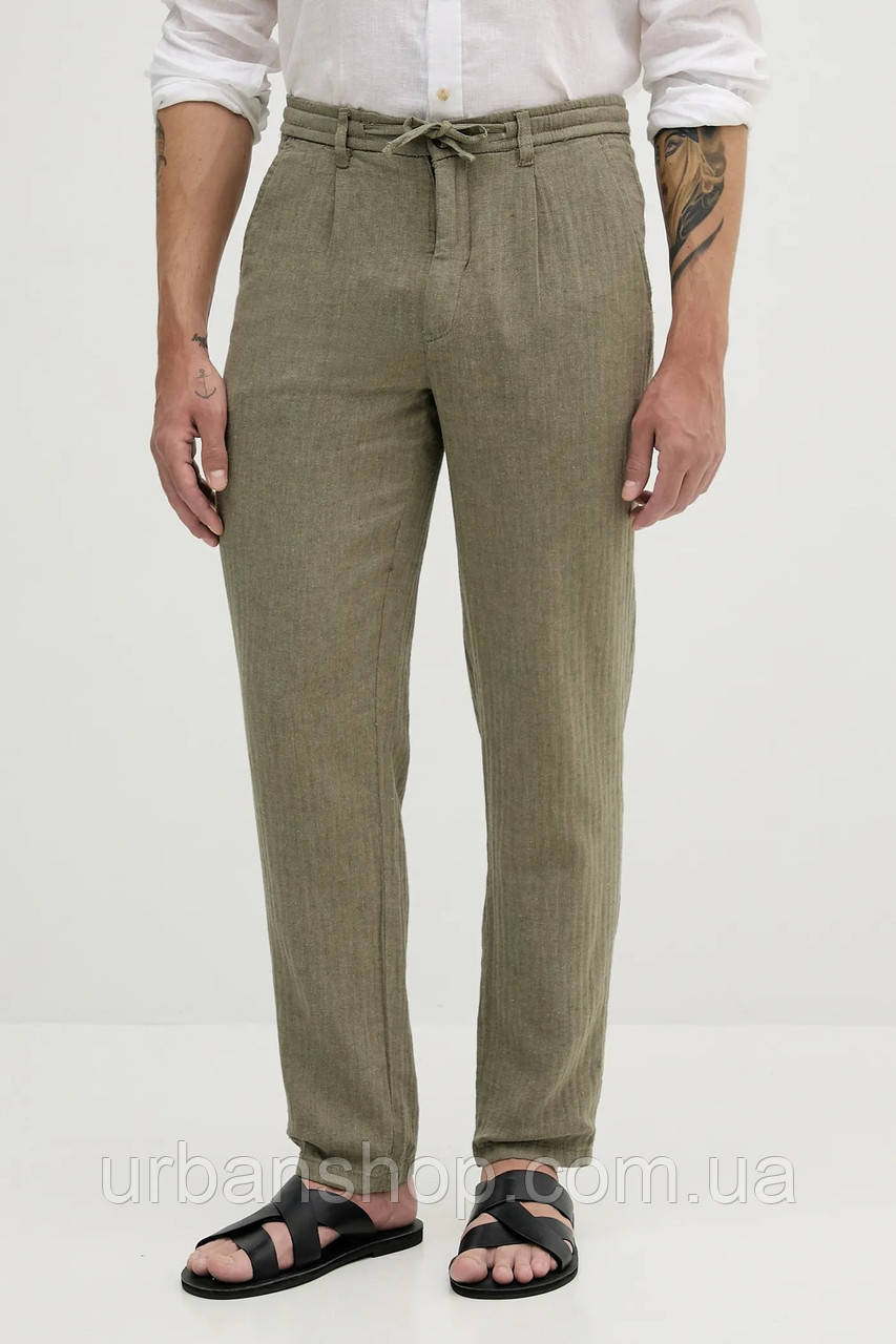 Urbanshop com ua Штани з домішкою льону Lindbergh колір зелений фасон chinos 30-003020 РОЗМІРИ ЗАПИТУЙТЕ