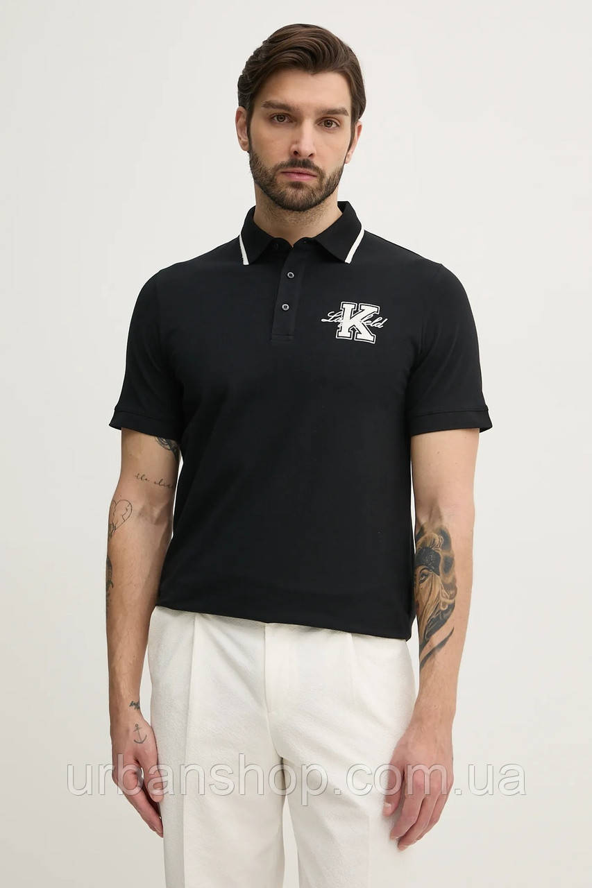 Urbanshop com ua Поло Karl Lagerfeld чоловіче колір чорний з аплікацією 552221.745015 РОЗМІРИ ЗАПИТУЙТЕ