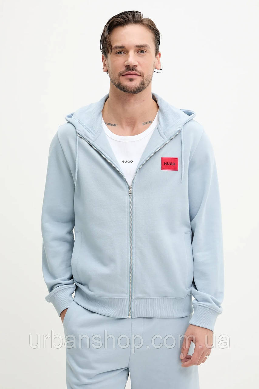 Urbanshop com ua Бавовняна кофта HUGO чоловіча колір чорний з капюшоном меланж 50447972 РОЗМІРИ ЗАПИТУЙТЕ