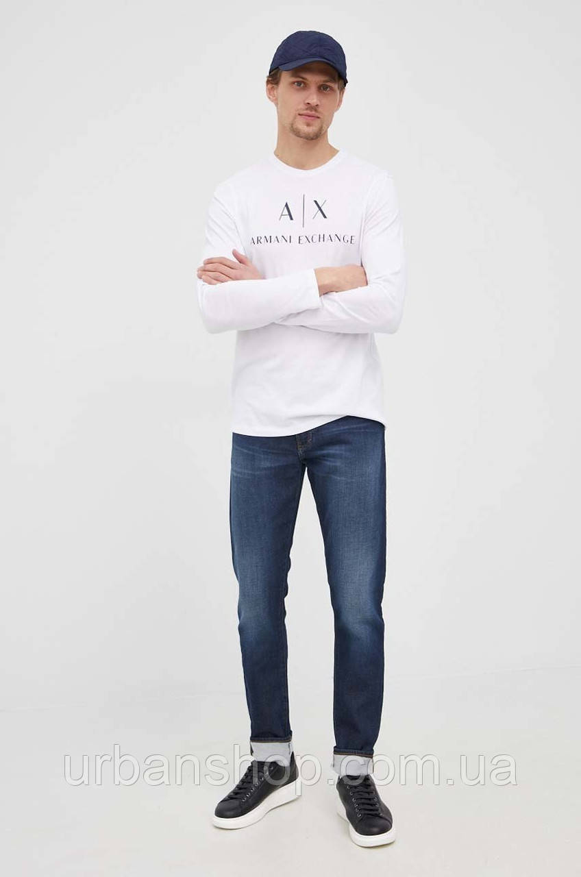 Urbanshop com ua Лонгслів Armani Exchange чоловічий колір білий з принтом РОЗМІРИ ЗАПИТУЙТЕ