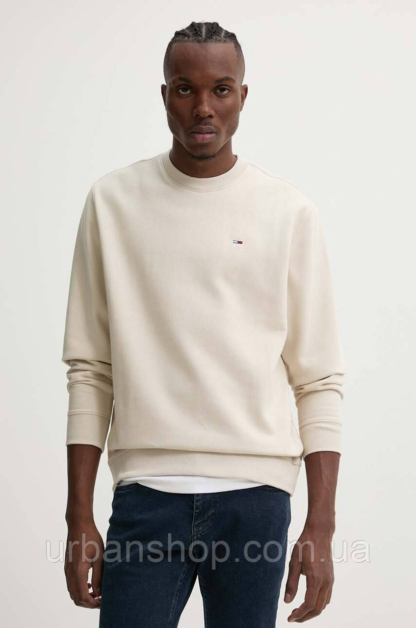Urbanshop com ua Кофта Tommy Jeans чоловіча колір бежевий однотонна DM0DM20741 РОЗМІРИ ЗАПИТУЙТЕ