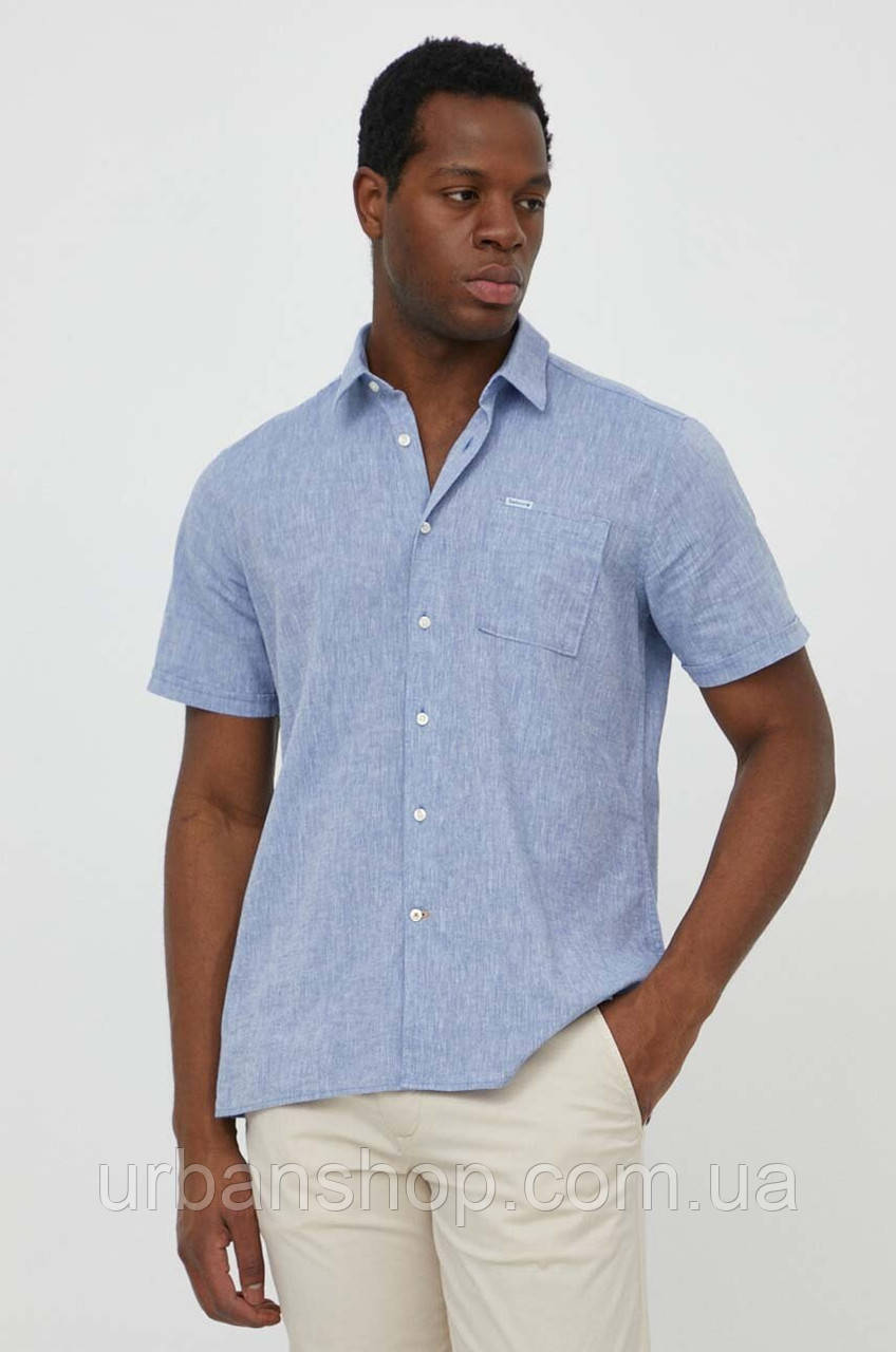Urbanshop com ua Сорочка з льону Barbour regular класичний комір РОЗМІРИ ЗАПИТУЙТЕ