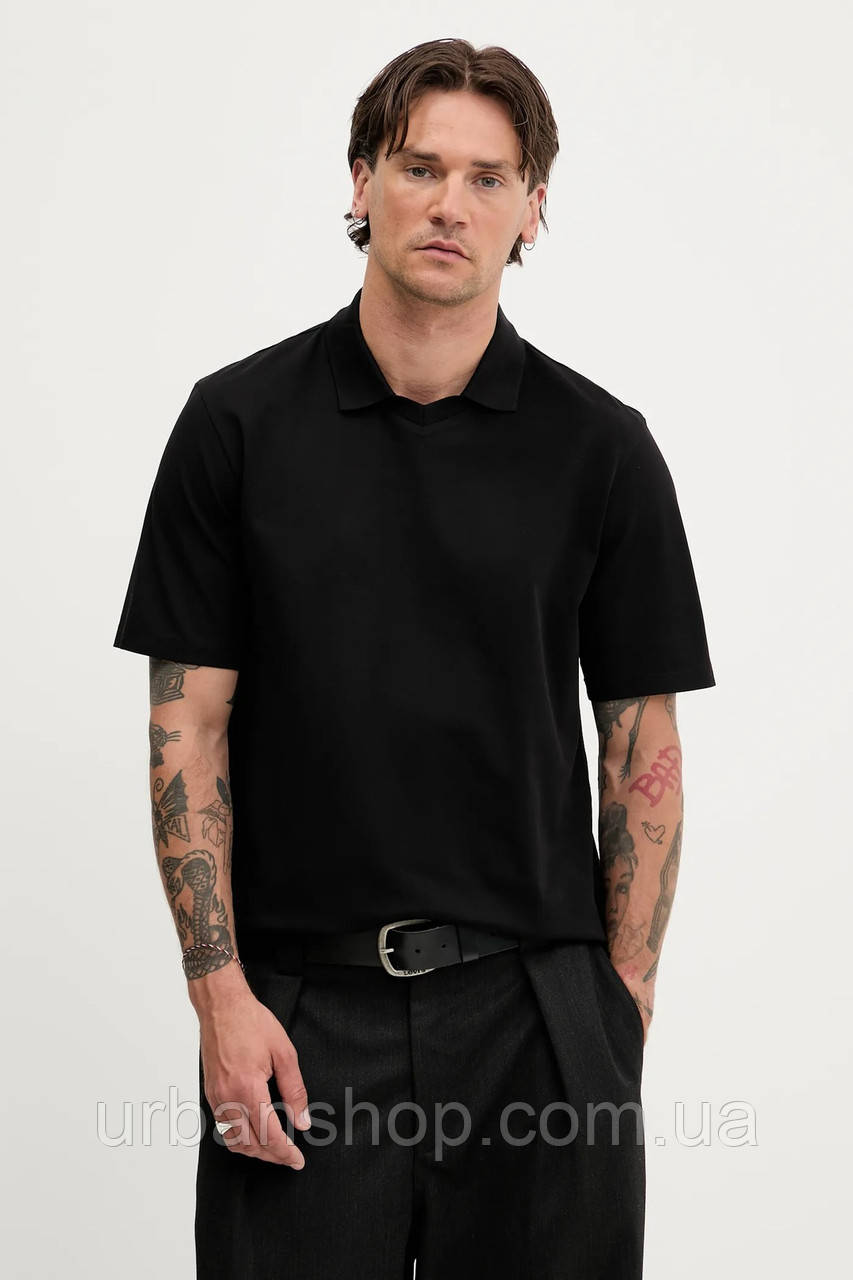 Urbanshop com ua Поло HUGO колір чорний однотонне 50542770 РОЗМІРИ ЗАПИТУЙТЕ