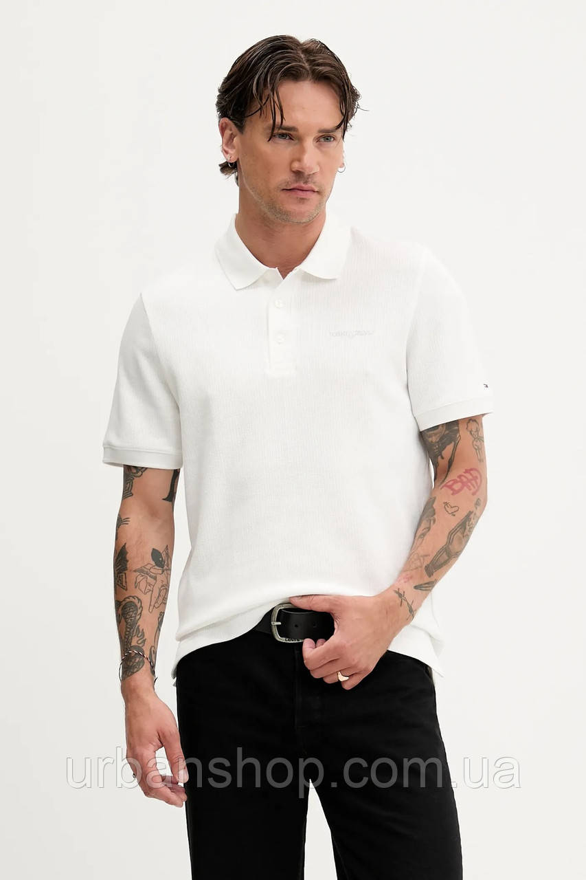 Urbanshop com ua Бавовняне поло Tommy Jeans колір білий однотонне DM0DM21935 РОЗМІРИ ЗАПИТУЙТЕ