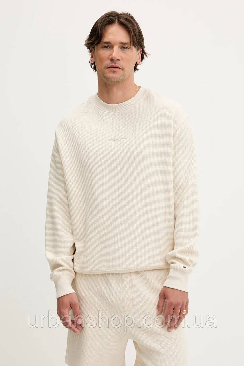 Urbanshop com ua Бавовняна кофта Tommy Jeans колір бежевий однотонна DM0DM21622 РОЗМІРИ ЗАПИТУЙТЕ