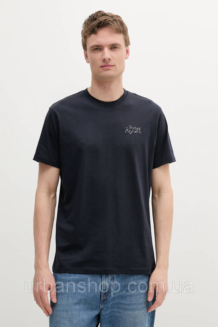 Urbanshop com ua Бавовняна футболка Armani Exchange колір синій однотонна XM000760 AF13106 РОЗМІРИ ЗАПИТУЙТЕ