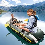 💙Надувний човен Intex 68347 "SEAHAWK 2 SET" з 2 веслами та ручним насосом 236x114x41см, Зелений, фото 8