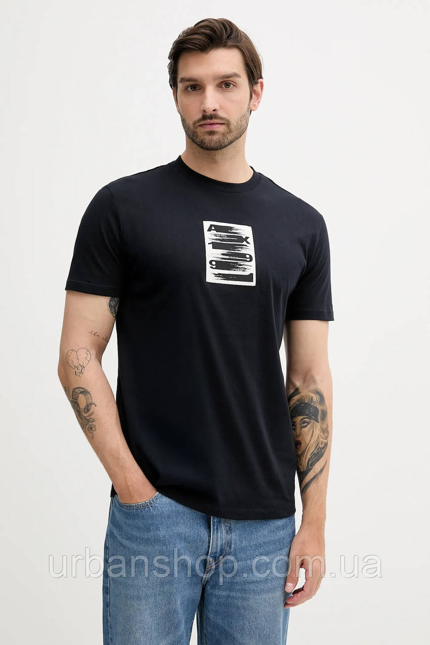 Urbanshop com ua Бавовняна футболка Armani Exchange колір синій з аплікацією XM000548 AF10362 РОЗМІРИ